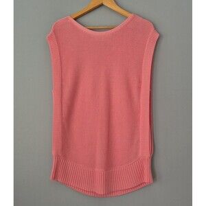 Kori Pink Sleeveless Round Neck Lightweight Tunic Sweater Top Womens Large